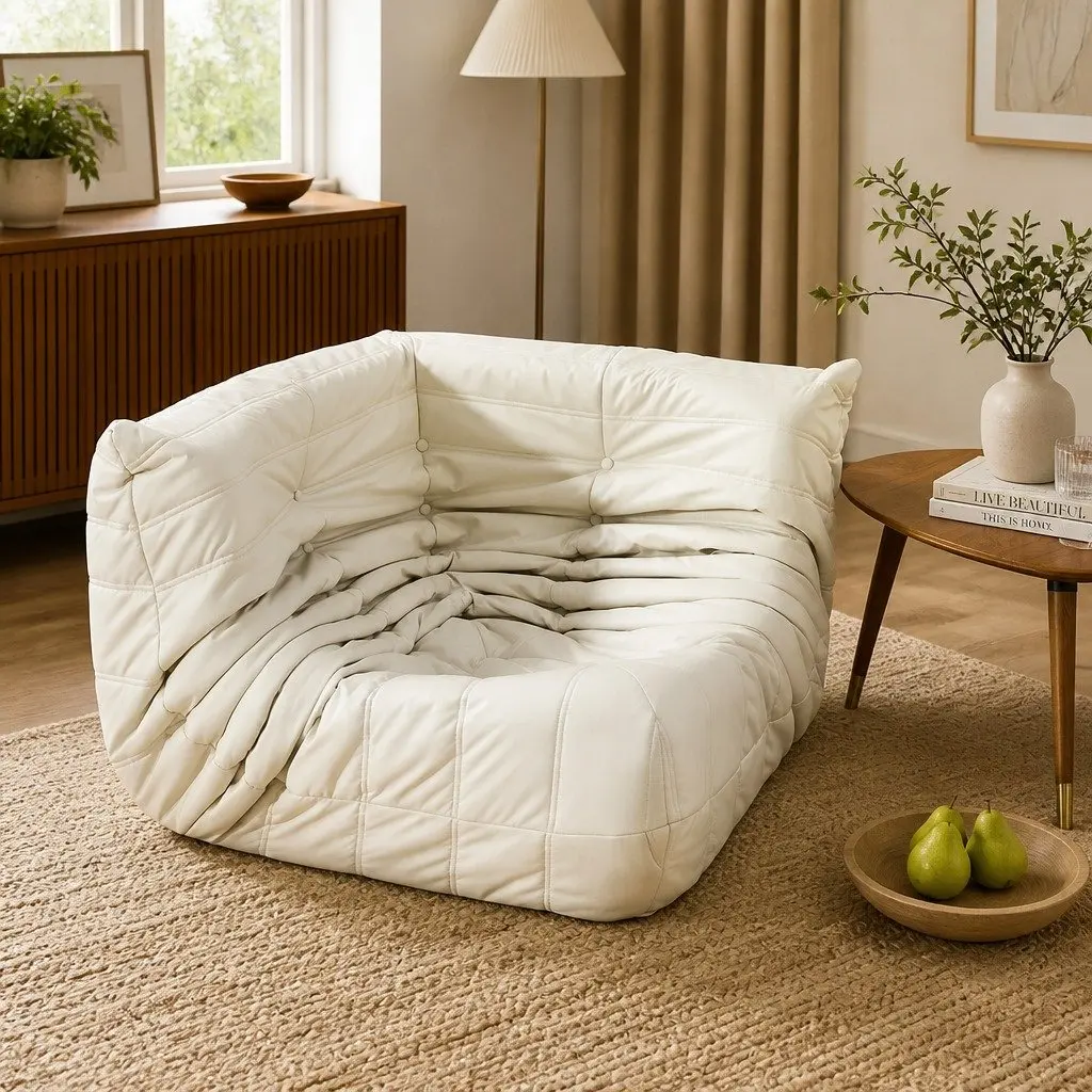 Corner Floor Sofa Ergonomic Wrap-Around Comfort 95cm Beige
