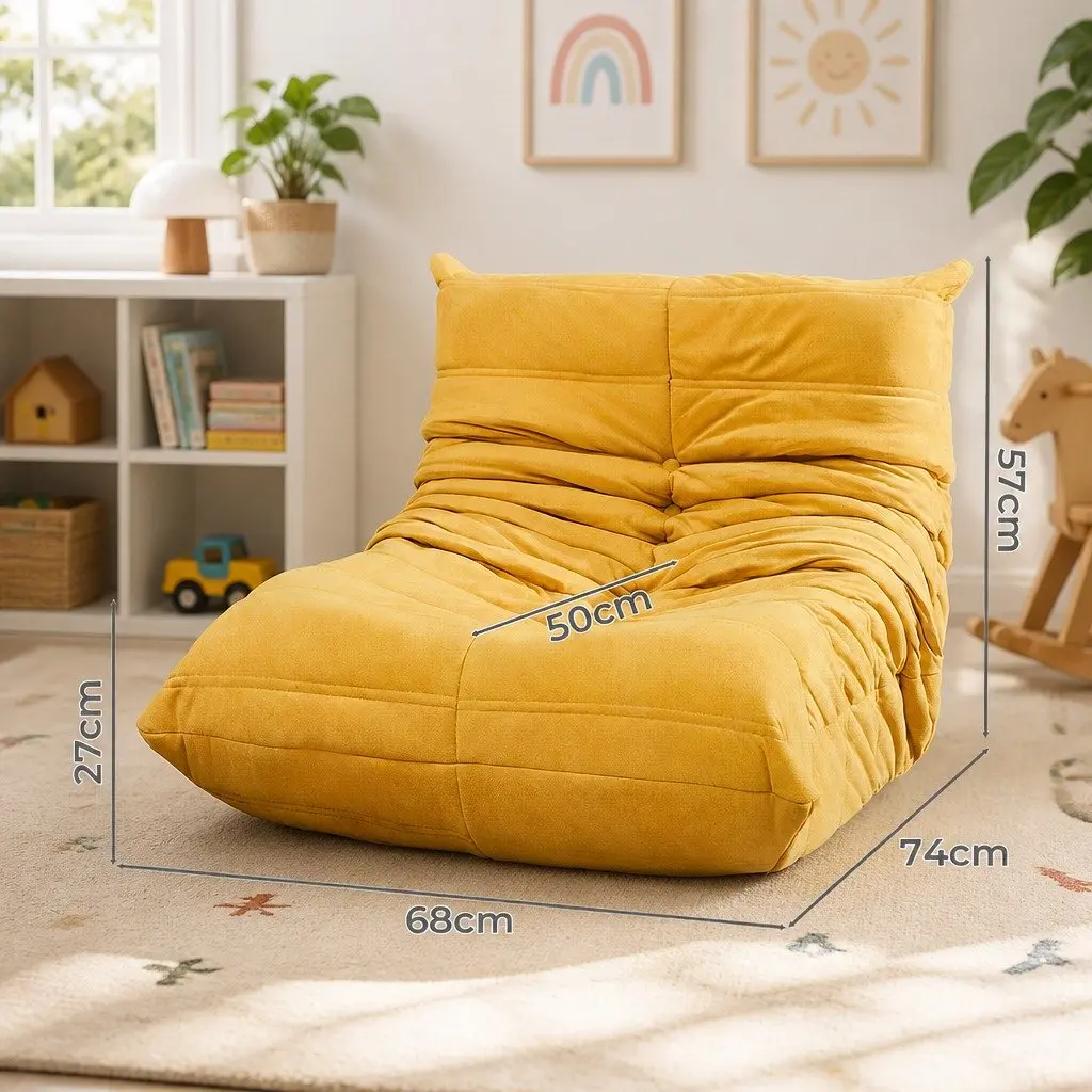 Kids Floor Chair Foam Sofa Ergonomic Comfort Yellow