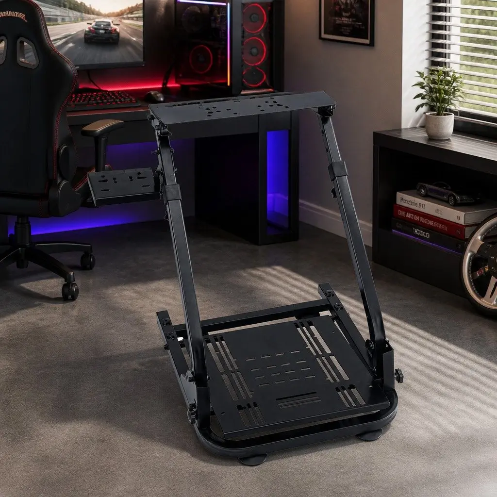 Racing Simulator Stand Adjustable Foldable Black