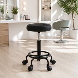 Round Swivel Salon Stool with Gas Lift and Castor Wheels