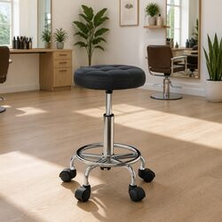 Adjustable Round Swivel Stool with Chrome Construction