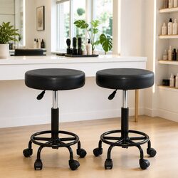 Professional Black Salon Stool with 360° Rotation