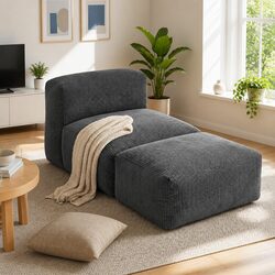 Compact Grey Bean Bag Sofa Bed with Foldable Design