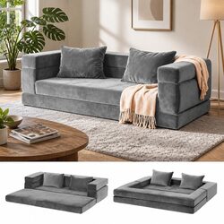 Convertible Sofa Bed with Soft Velvet Upholstery