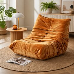 Quilted Brown Lounge Chair with Foam Filling