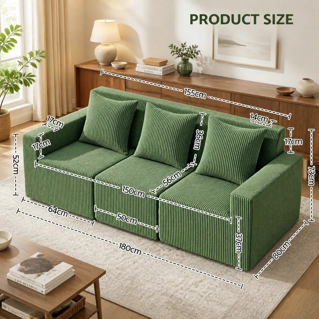 Modular 3-Seater Sofa Bed with High-Density Foam
