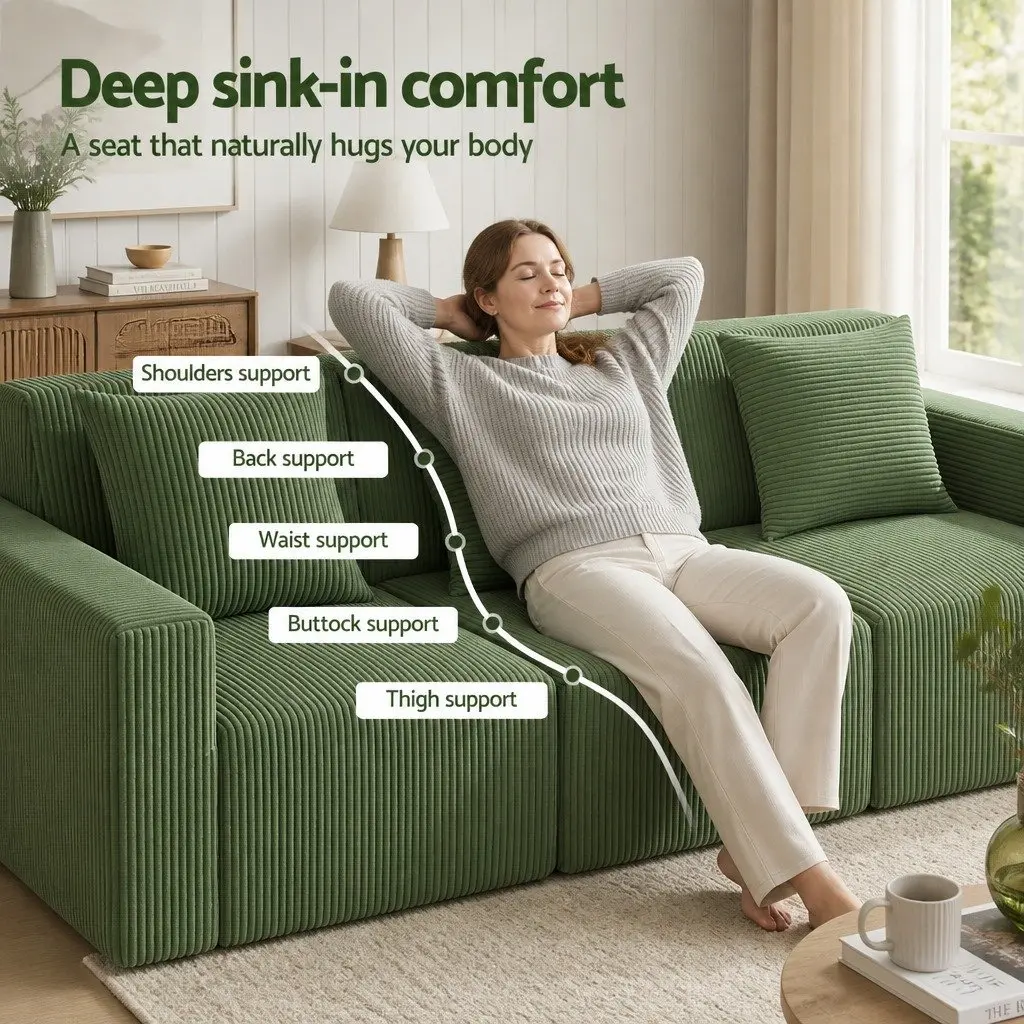 Modular 3-Seater Sofa Bed with High-Density Foam