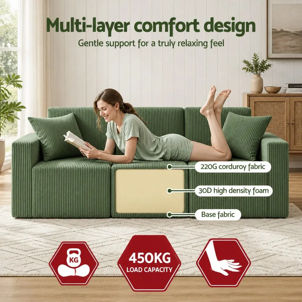 Modular 3-Seater Sofa Bed with High-Density Foam