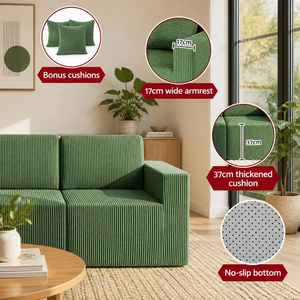 Modular 3-Seater Sofa Bed with High-Density Foam