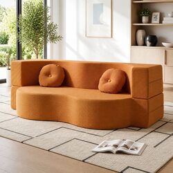 Convertible Sofa Bed Floor Couch 2-in-1 Orange