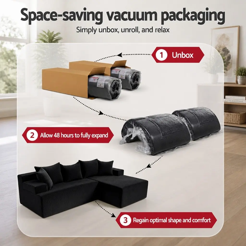 L-Shaped Modular Sectional Sofa Bed 4-Seater Convertible Couch Deep Seat Living