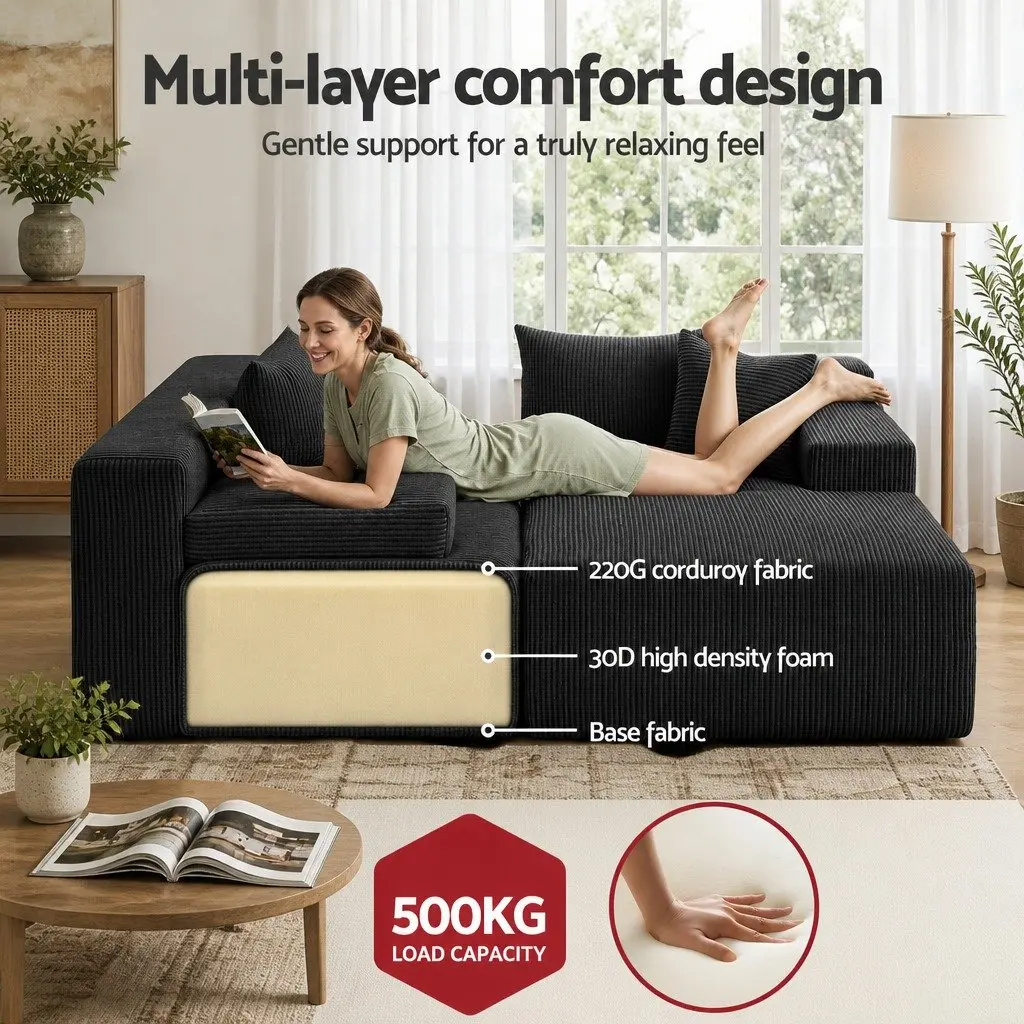 L-Shaped Modular Sectional Sofa Bed 4-Seater Convertible Couch Deep Seat Living