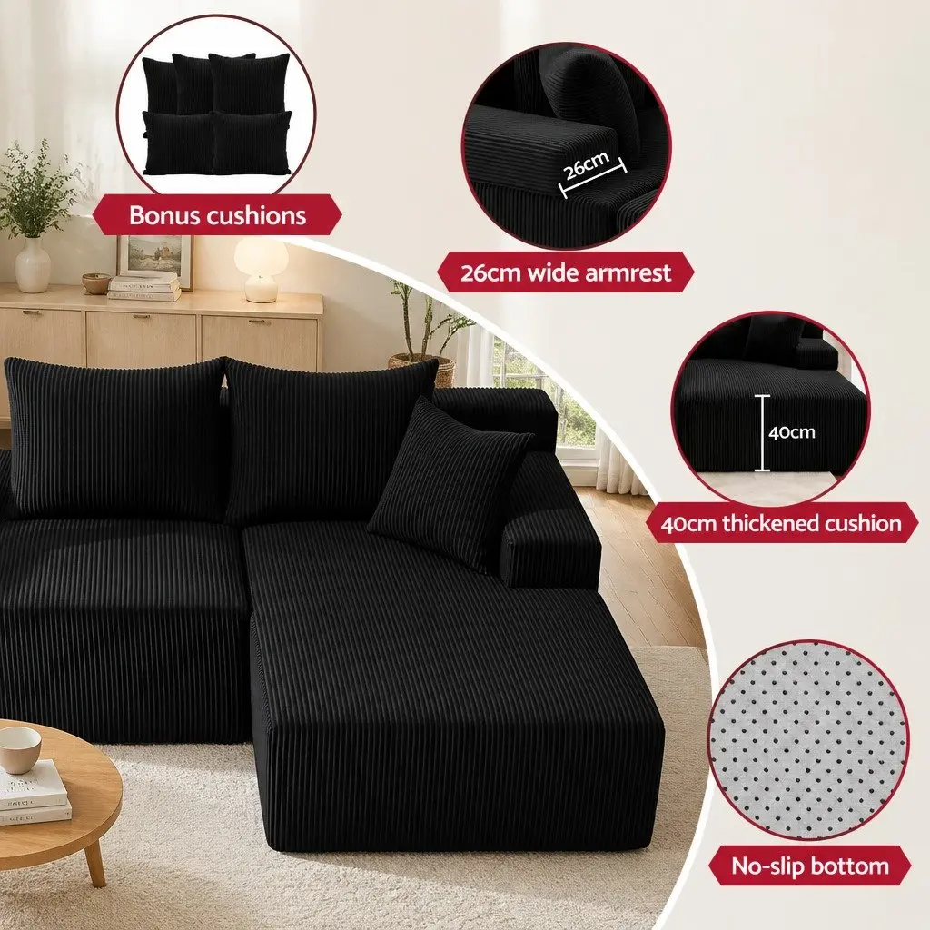 L-Shaped Modular Sectional Sofa Bed 4-Seater Convertible Couch Deep Seat Living
