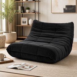 2 Seater Lazy Sofa Floor Couch with Velvet Upholstery