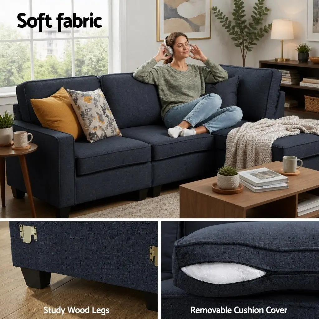 Modular Sofa Set Comfort Dark Grey 4-Seater