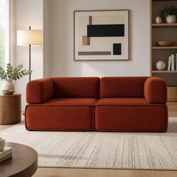Orange Corduroy Convertible Sofa Bed with Steel Frame