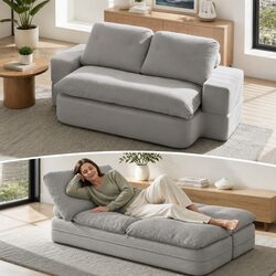 Convertible Sofa Bed with Corduroy Upholstery and Foam Fill