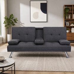 3-Seater Sofa Bed 175CM with Faux Linen Upholstery