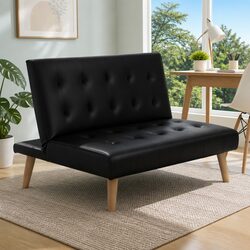 Single Seater Recliner Lounge Chair in Black Faux Linen