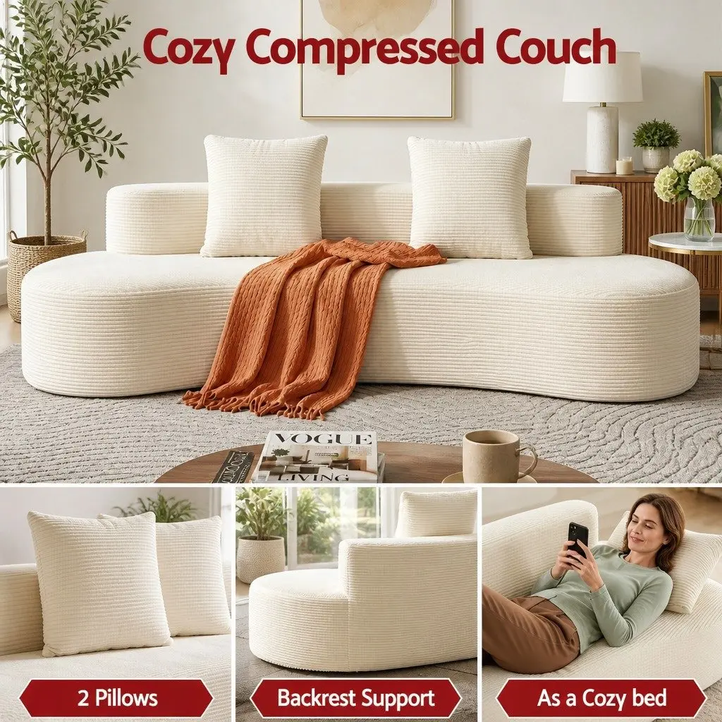 228cm Modular Sofa Bed with High-Density Foam Construction