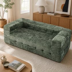 Compressed 3-Seater Sofa Bed in Green Chenille