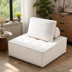 Portable White Floor Sofa Lounge Chair with Removable Pillow