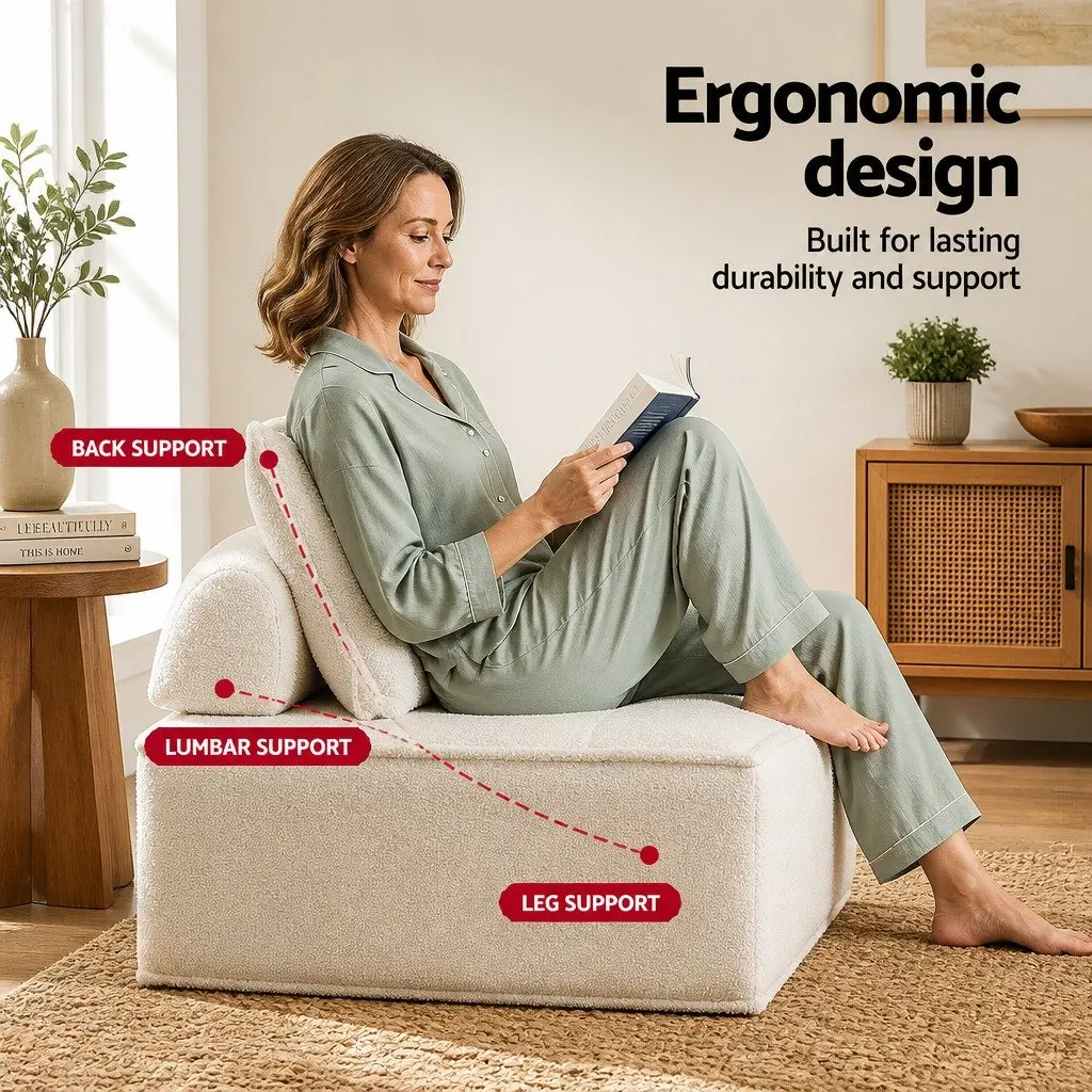 Lounge Chair Floor Sofa Portable Removable Pillow Cushion 86cm White