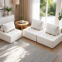 3-Seater Floor Sofa Lounge Chair with Cushions and Folding Design