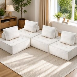Modular Floor Sofa Lounge Chair 4 Seater with Cushions