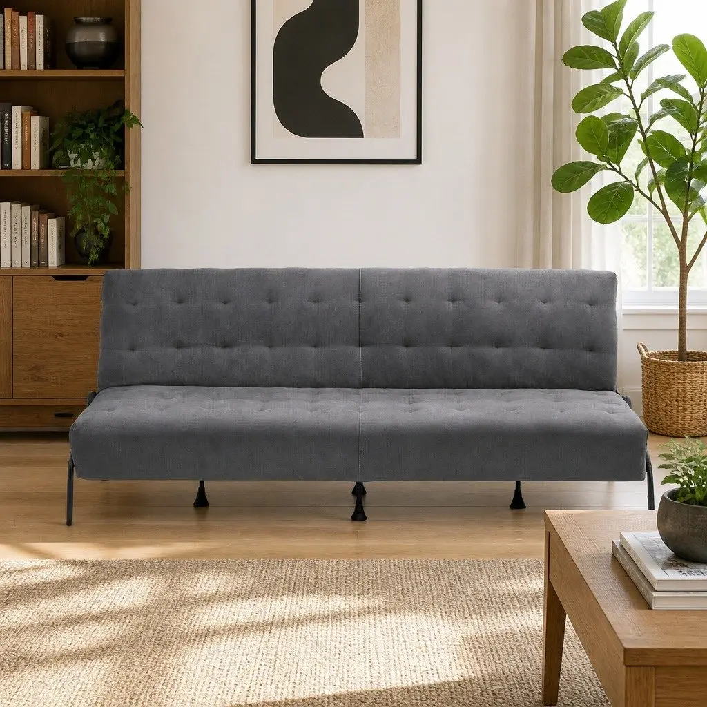 3-Seater Sofa Bed Adjustable 1.9m Dark Grey Innerspring Lounger