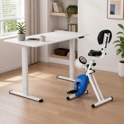 Motorised Standing Desk with Under-Desk Folding Bike 120cm