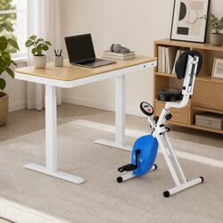 Standing Desk with Integrated Folding Exercise Bike Combo
