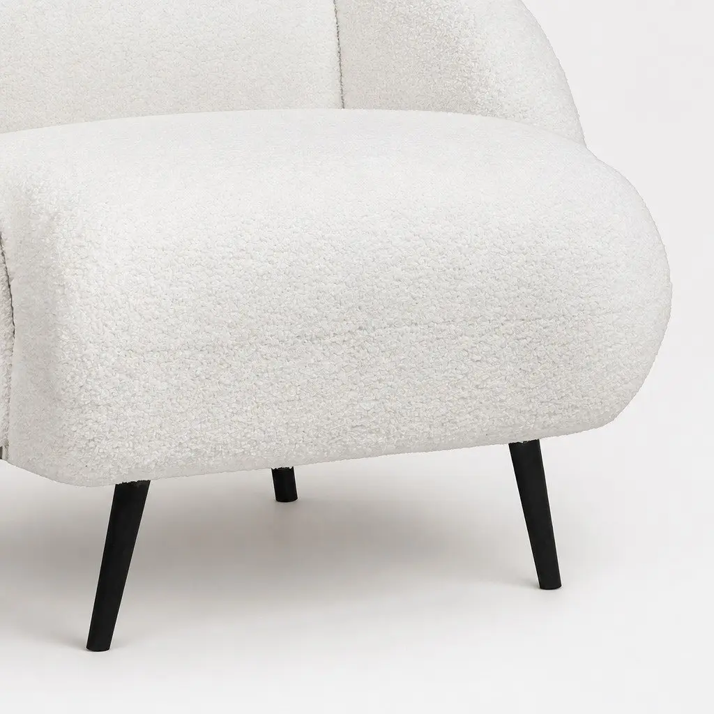 Single Sofa Chair Fleece Upholstered White Comfort 73cm W 80cm D 74cm H
