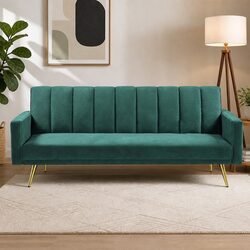 Convertible Green 3 Seater Sofa Bed with Adjustable Positions