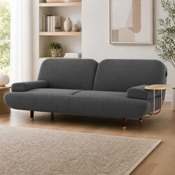 Convertible Sofa Bed with Side Table and USB Ports Grey