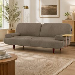 3-Seater Convertible Sofa Bed with Side Table & USB Ports