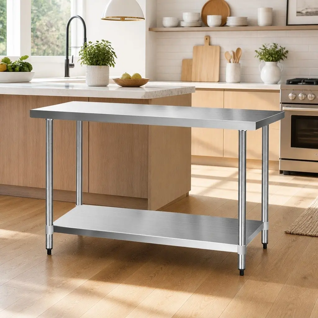 Stainless Steel Kitchen Work Bench Durable 1524x610mm Silver