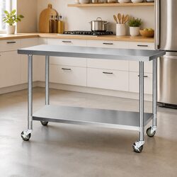 Stainless Steel Kitchen Work Table with Adjustable Shelf 1524x610mm