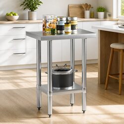 Stainless Steel Work Bench with Adjustable Under-Shelf