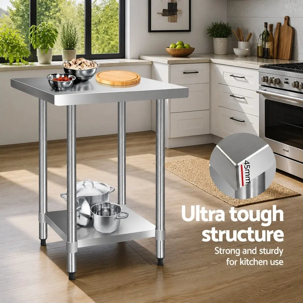 Stainless Steel Kitchen Work Bench Commercial Grade 760mm Silver