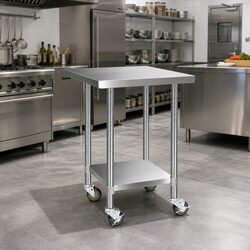 Stainless Steel Work Bench 760x760mm with Wheels