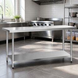 1829x610mm Commercial Food Prep Table in Stainless Steel