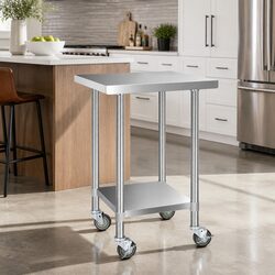 Mobile Stainless Steel Kitchen Work Bench 610x610mm