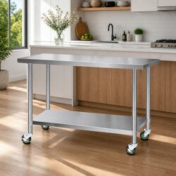 Stainless Steel Kitchen Work Table with Adjustable Shelves