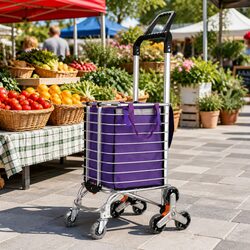 Lightweight Purple Shopping Trolley with Stair Climbing Wheels