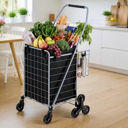 Utility Folding Shopping Trolley Cart with 4 Wheels