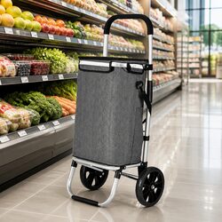 Lightweight Foldable Grocery Cart with 45kg Capacity