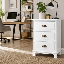 Sleek White Nightstand with 3 Drawers for Modern Homes