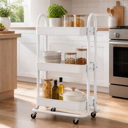 Durable Yellow 3-Tier Rolling Kitchen Cart