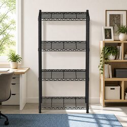 Adjustable 4-Tier Steel Shelving Unit for Storage Needs